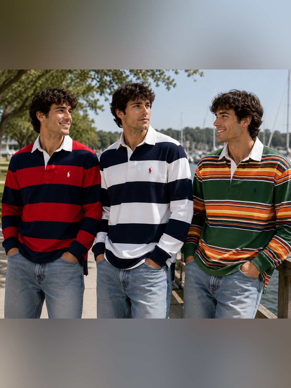 Lot of 3 Polo by Ralph Lauren Men’s Striped Rugby Polo